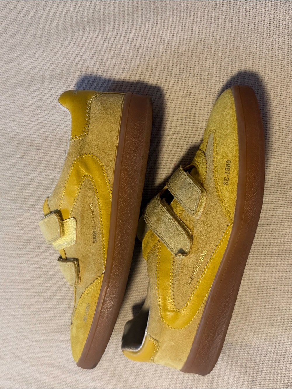 Sam Edleman Talia Yellow Suede Velcro Sneakers - Picture 2 of 3